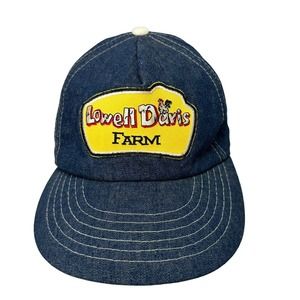 Vintage Denim Snapback Hat Cap Blue Lowell Davis Farm Rooster Adjustable Cotton
